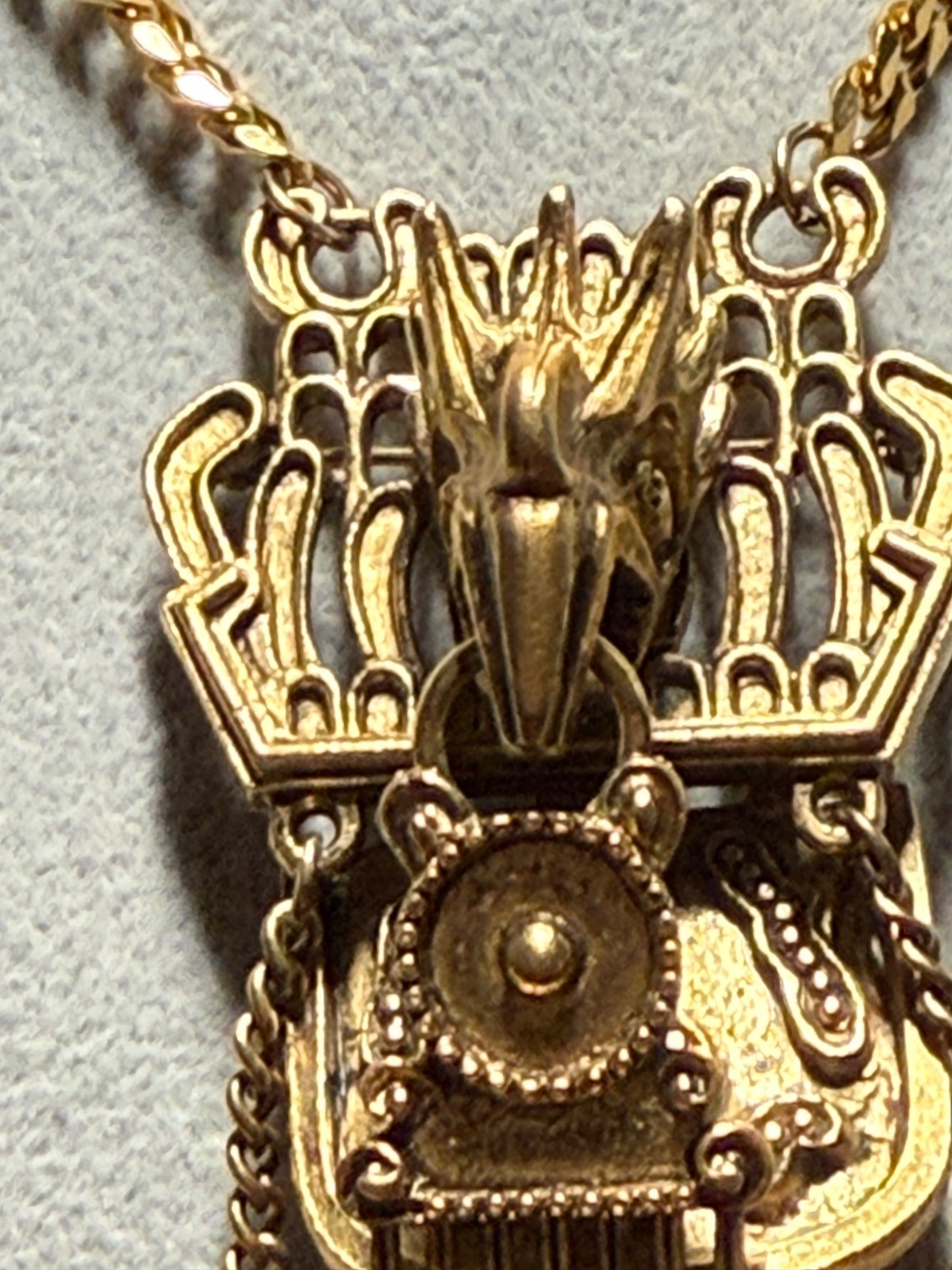 Rare Cuahutemoc Aztec Descending Eagle Necklace by Trigere, circa 1950s (#H)