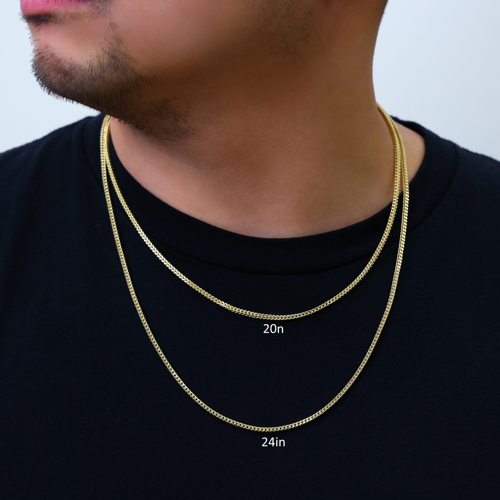 10K Yellow Gold Womens 2.5mm Franco Square Box Foxtail Wheat Necklace Chain 18″
