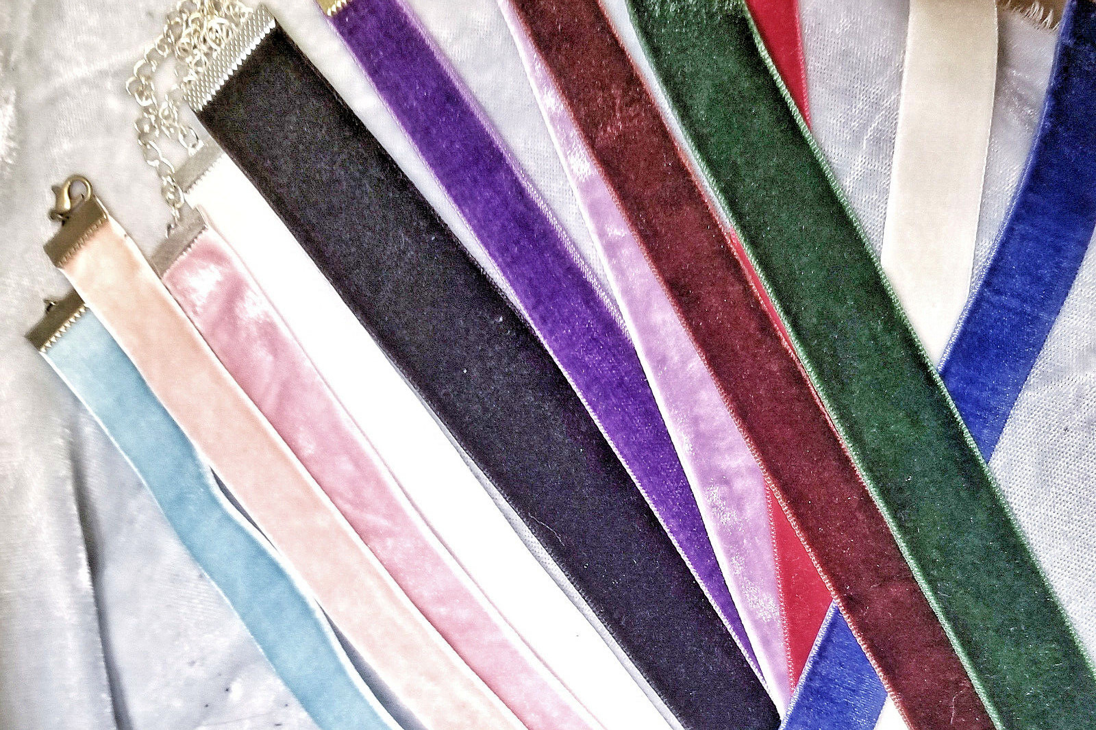 ALL COLORS Ribbon Choker Necklace Velvet Glitter Sequins Holidays