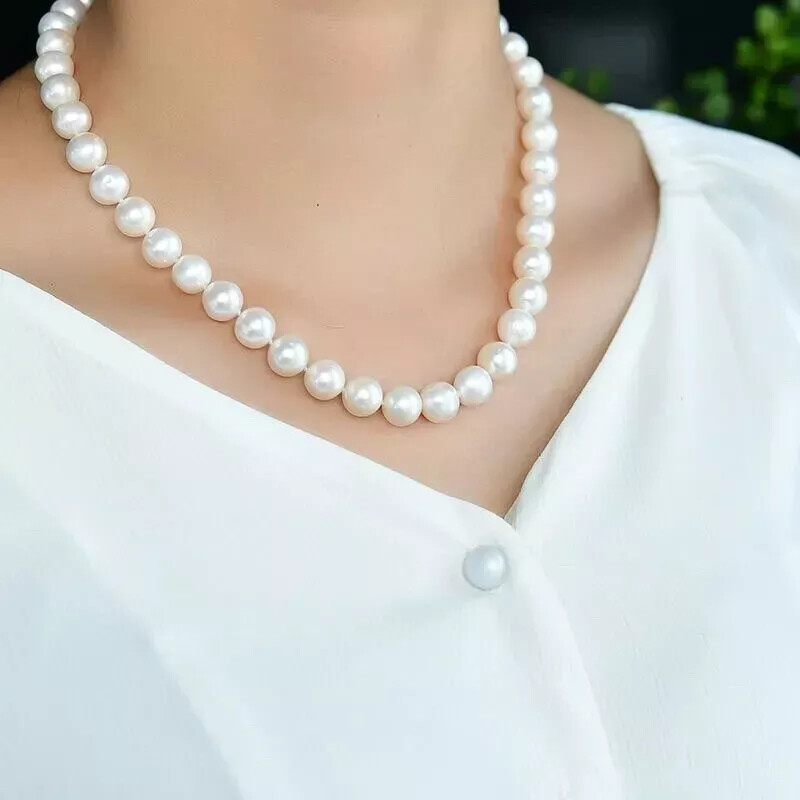 Perfect AAA Round South Sea Pearl 8-9mm White Pearl Necklace 16/36 inches 925s