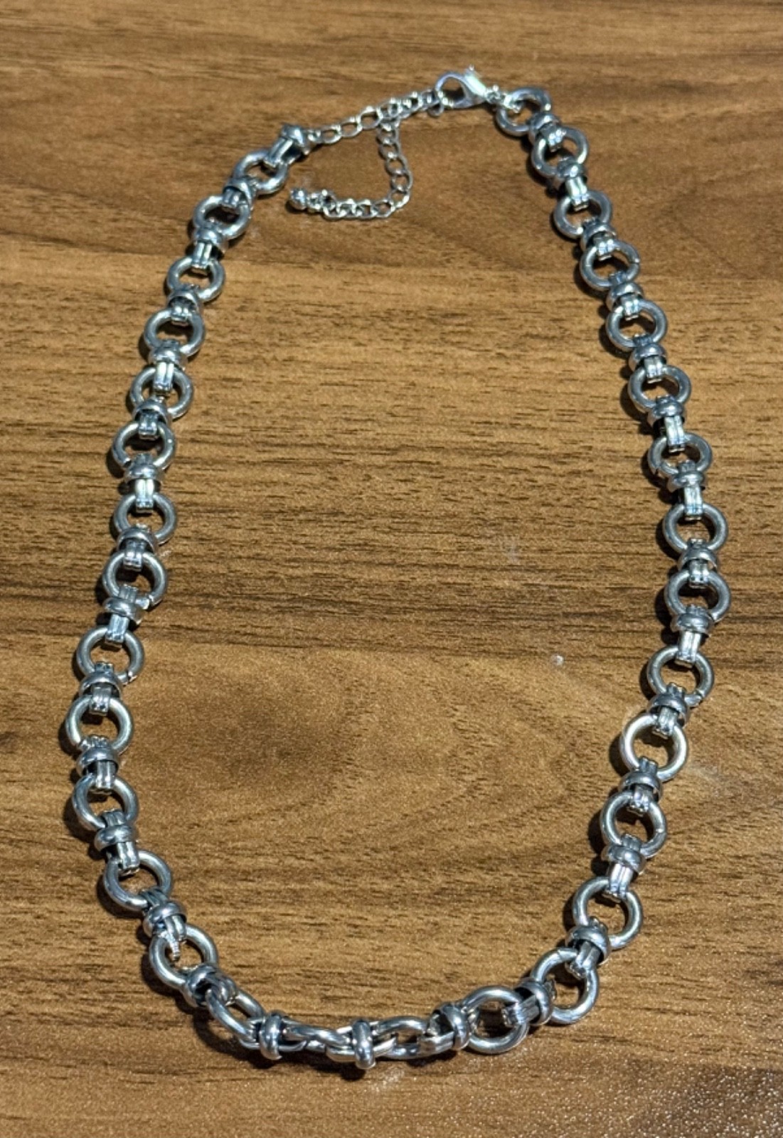 Chunky Silver Rolo Thick Chain, Silver Tone, Excellent Condition