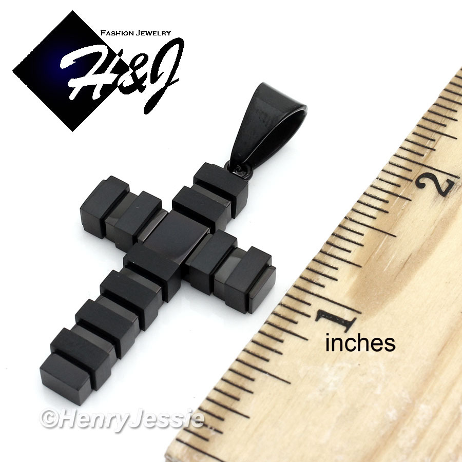 20″MEN Stainless Steel 2.5mm Black Plated Box Chain Necklace Cross Pendant*P73