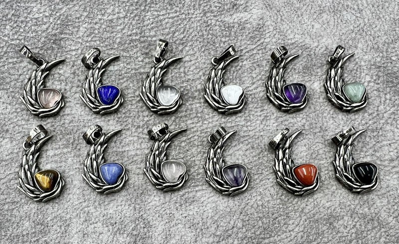 12pcs Amethyst Vary Gems Heart wings Pendants Chakra Reiki Healing Amulet