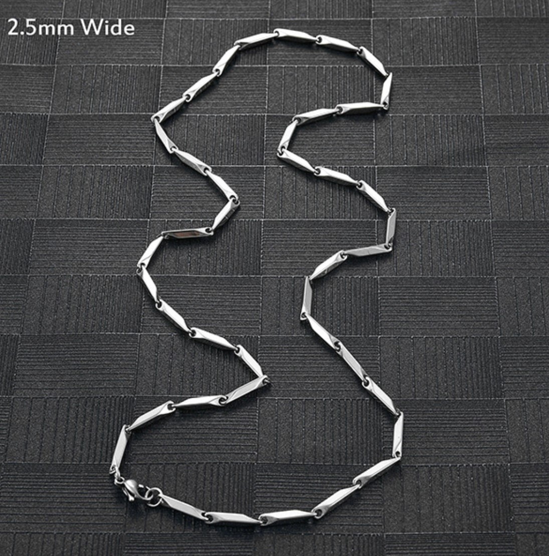 Stainless Steel 22 inch 2.5mm Bamboo/Rhombus Chain with lobster clasp