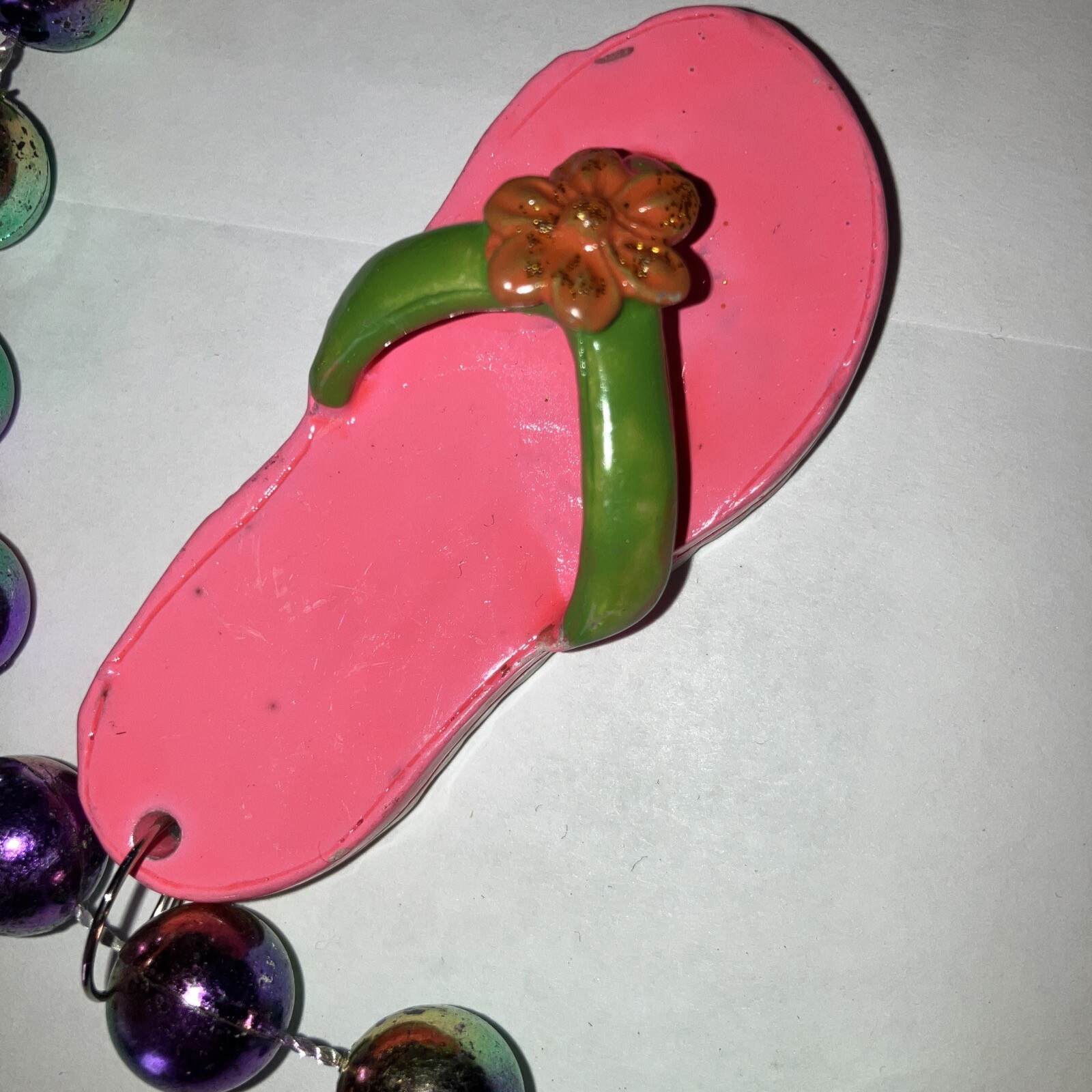 Adult/Teen Unisex Colorful, 5 Flip flops Beaded Necklace
