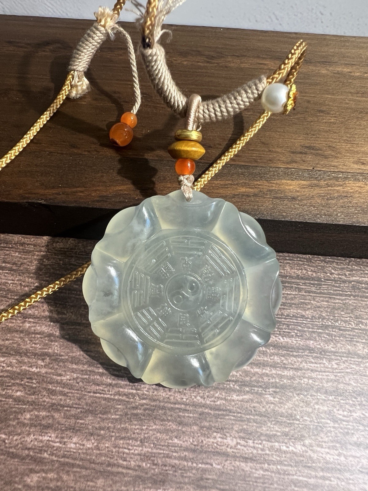 Natural sleeve jade bagua hand-woven necklace