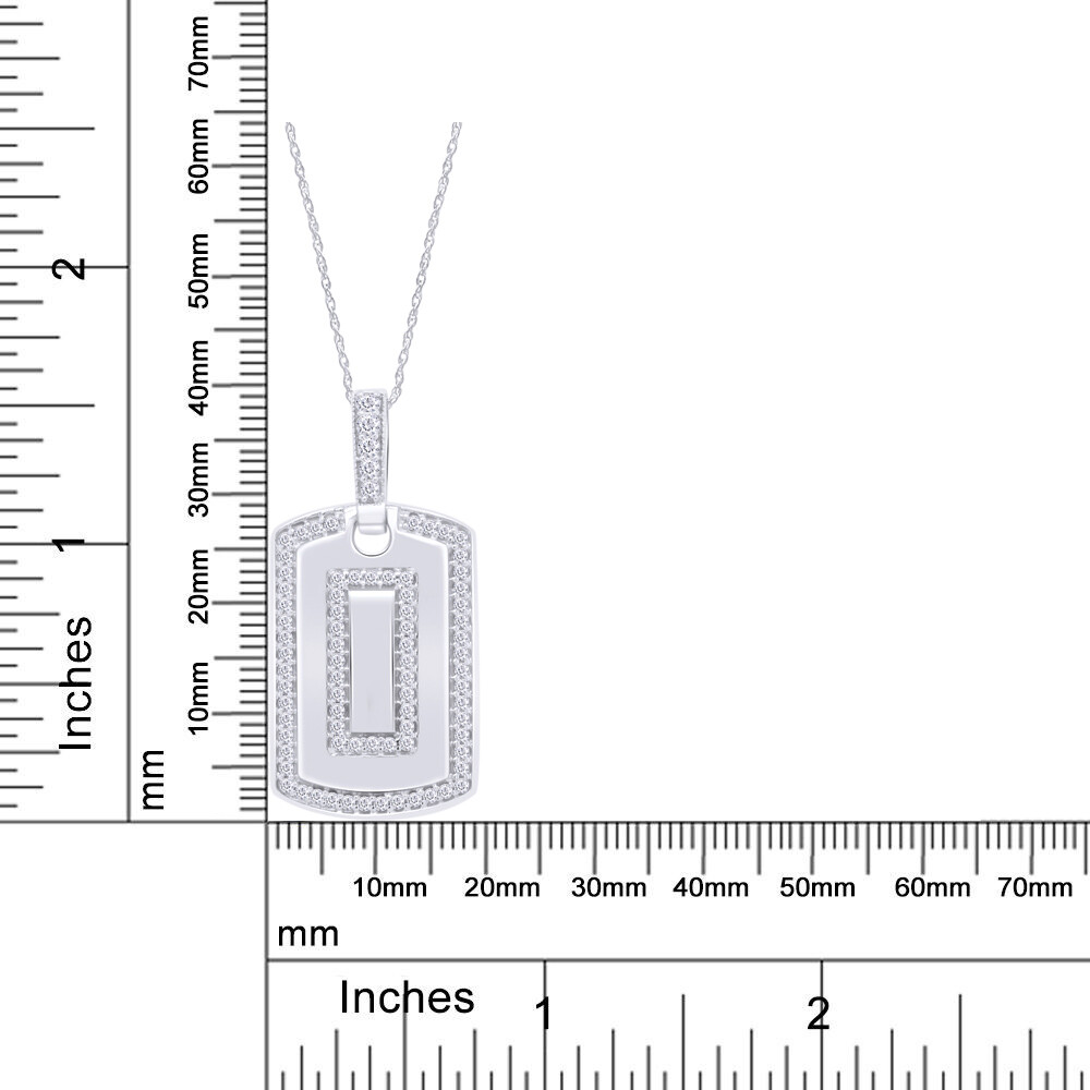 Round Cut Simulated Diamond 14K White Gold Plated Dog Tag Pendant Necklace 18″