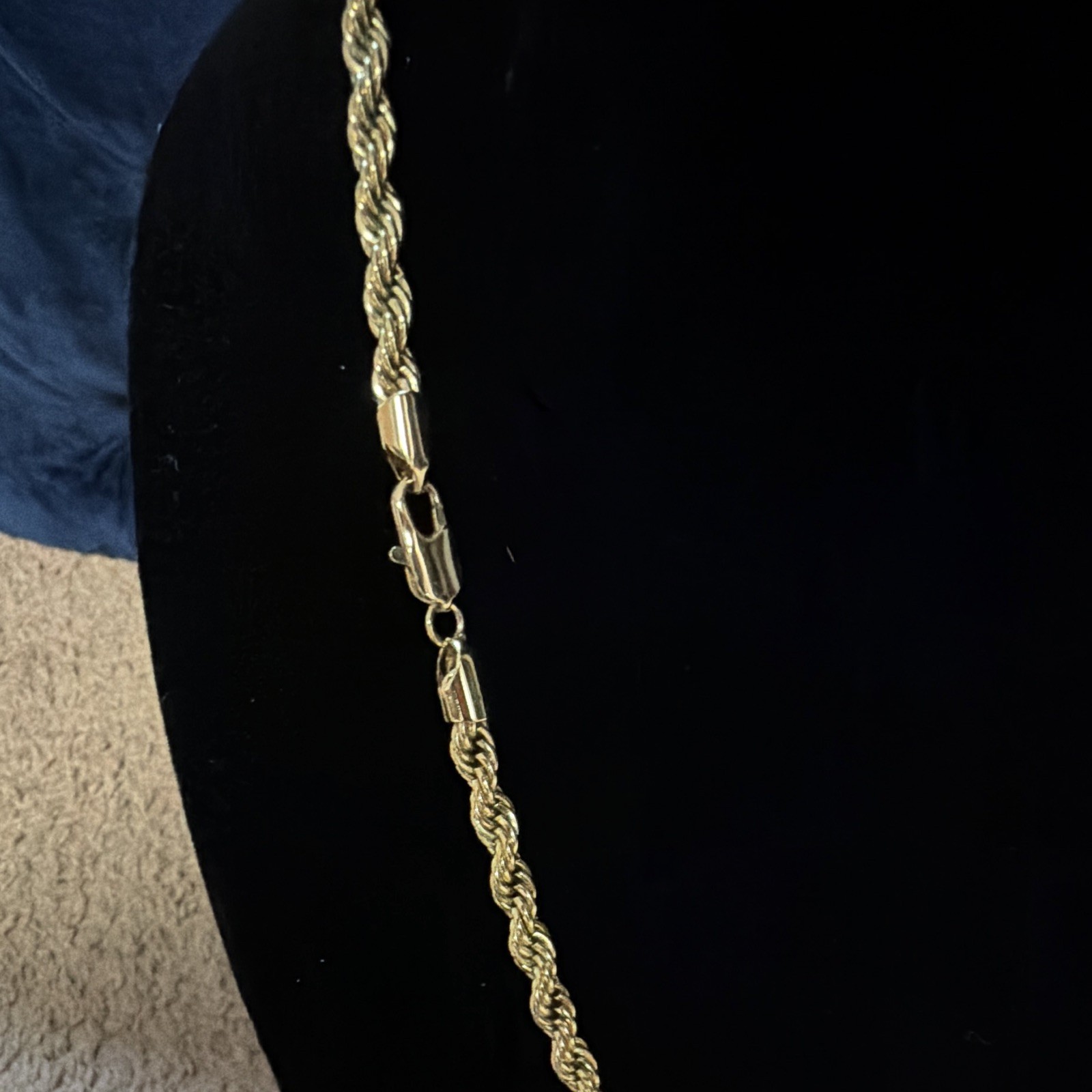 14k Gold plated Rope Chain Necklace w Lobster Clasp 24inch x 6mm