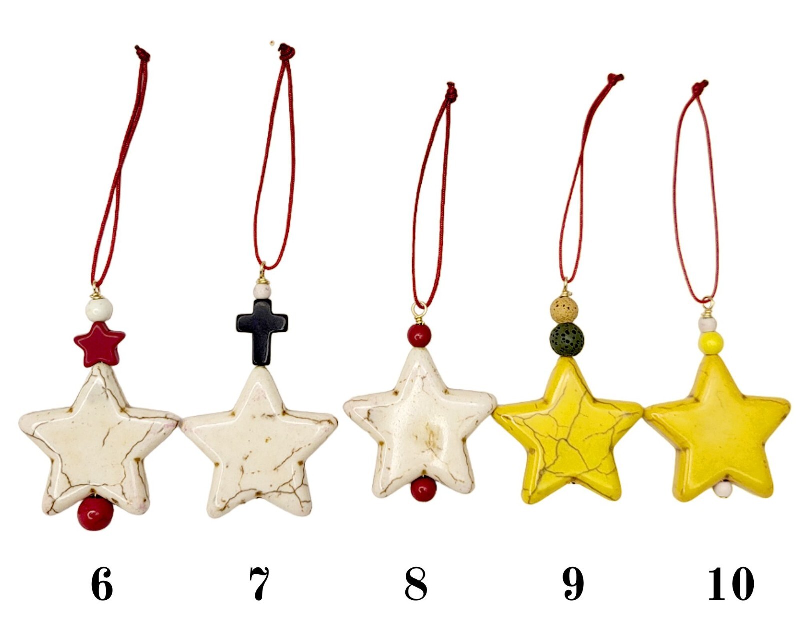 Christmas Star Ornament Decor, Hand Carved Healing Crystal Turquoise Star