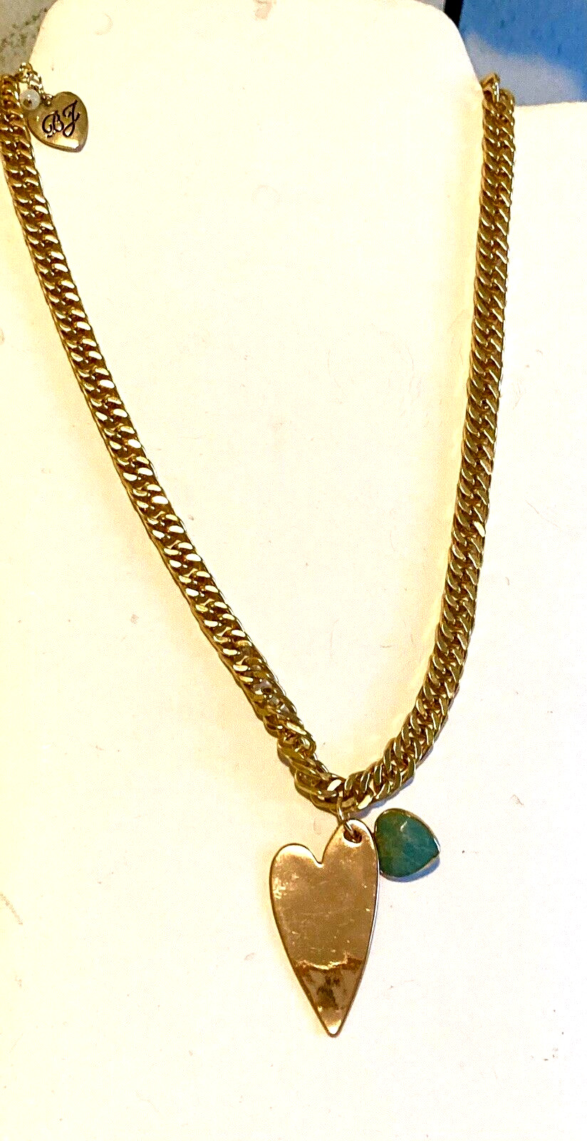 Betsey Johnson Modern asymetrical heart Necklace new gold pink