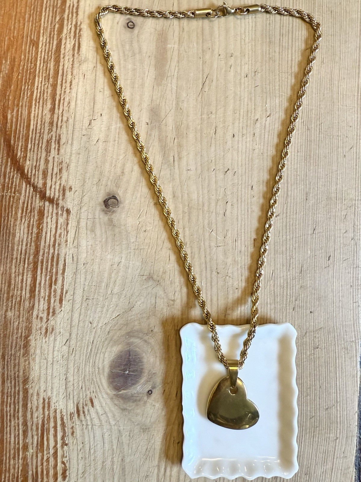 Modern Gold-Toned Heart Pendant Necklace With Gold-Toned 20” Chain