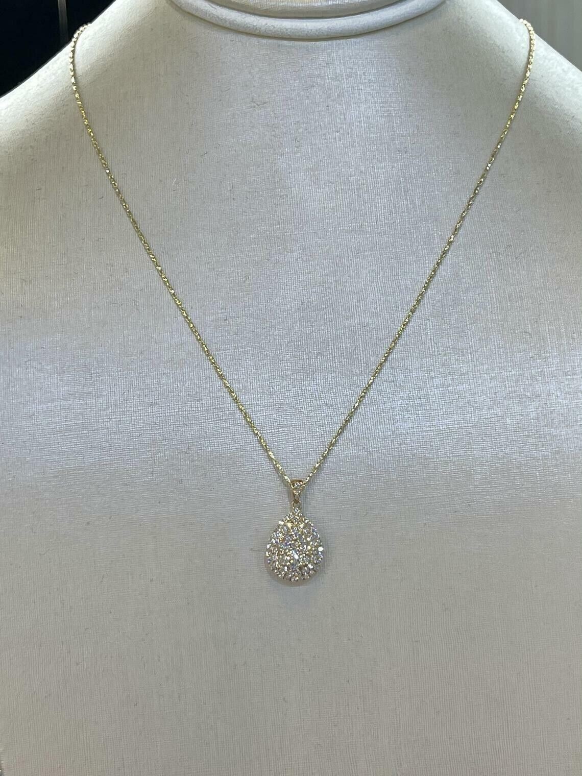 2.00Ct Round Cut Simulated Diamond Teardrop Shape Pendant 14K Yellow Gold Plated