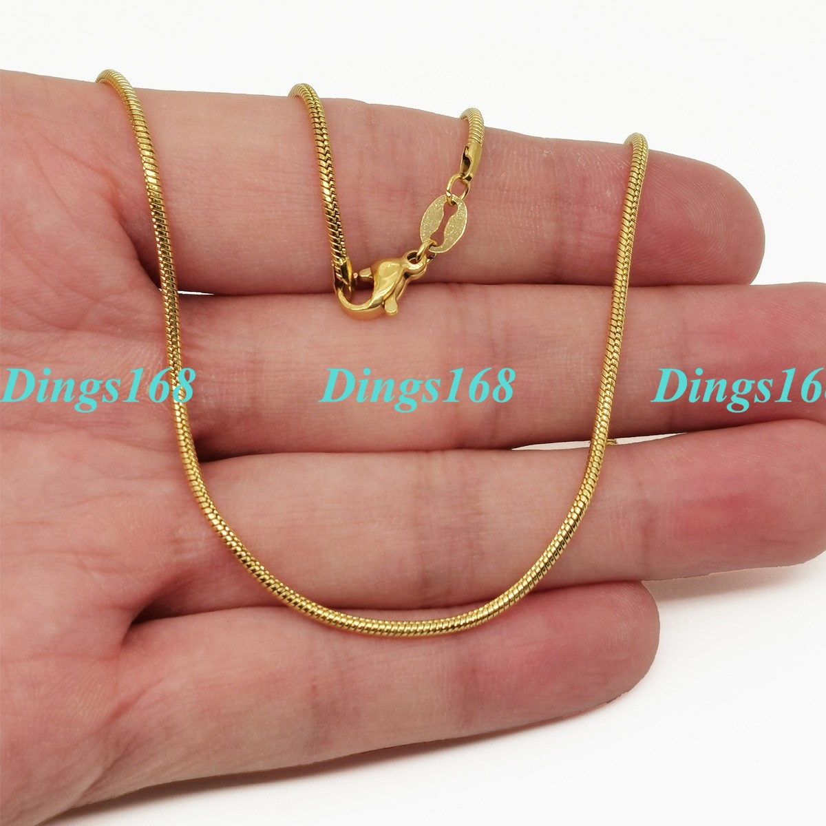 Men &Women’s 18K Yellow Gold Filled 36inch 1.6mm wide Round Snake Chain Necklace