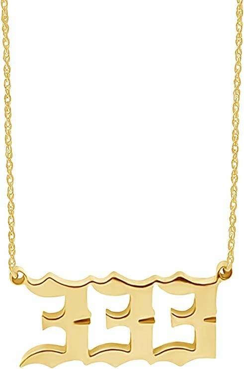 Gold 333 Angel Number Necklace, Jewelry Charms Minimalist Stainless Steel