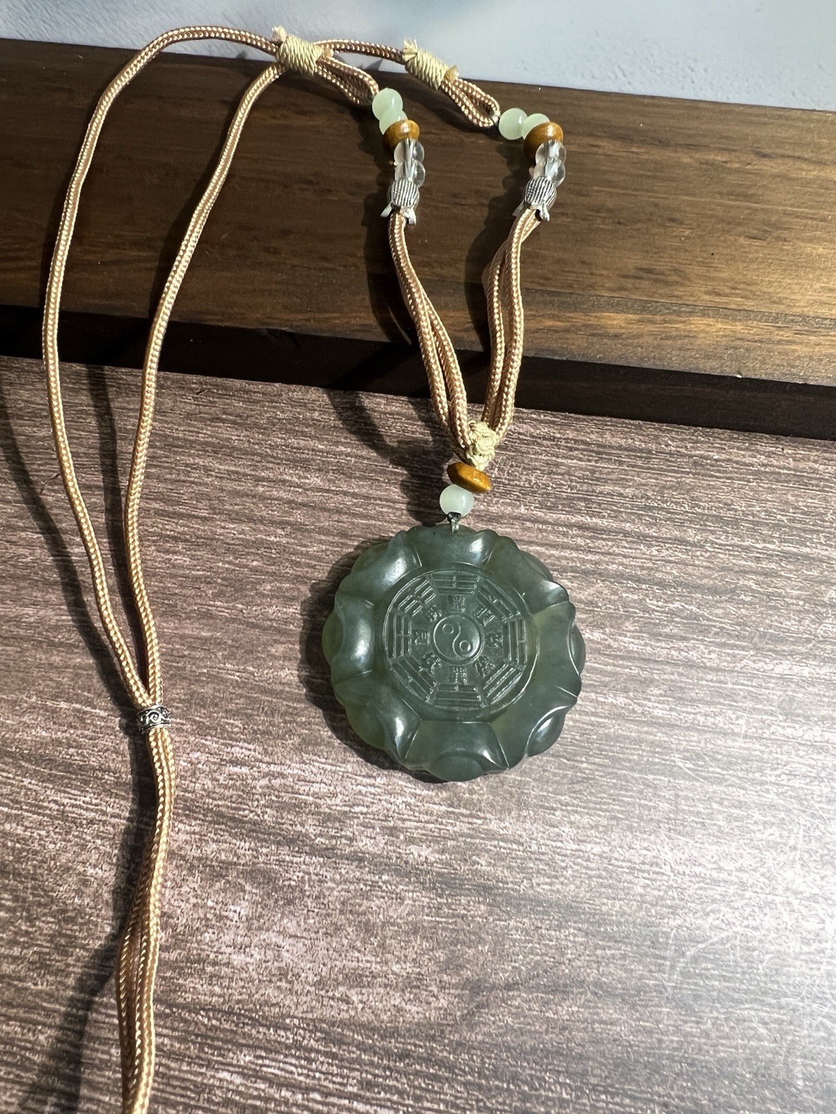 Natural sleeve jade bagua hand-woven necklace