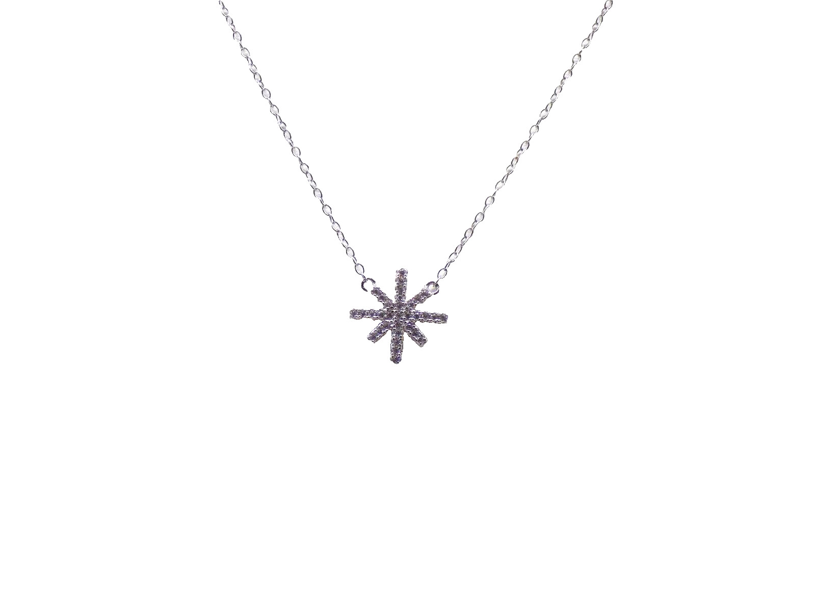 Bloomingdales AQUA 925 Sterling Silver Pendant Necklace White Colorless CZ 17″