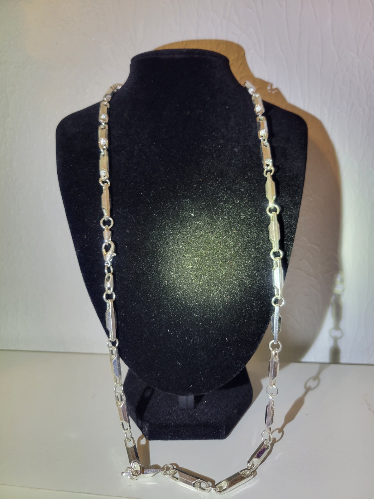 Silver Plated Bar Link Chain Necklace 30 inch