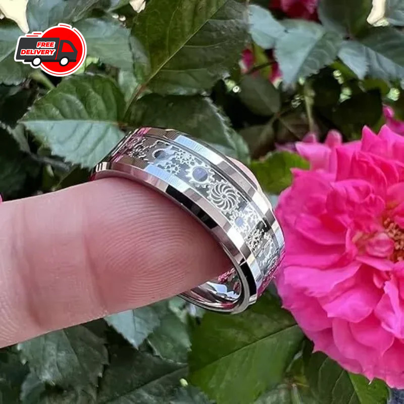 Steampunk Style Ring Stainless Steel Gear Wheel Tension Band Rock Men Jewelry