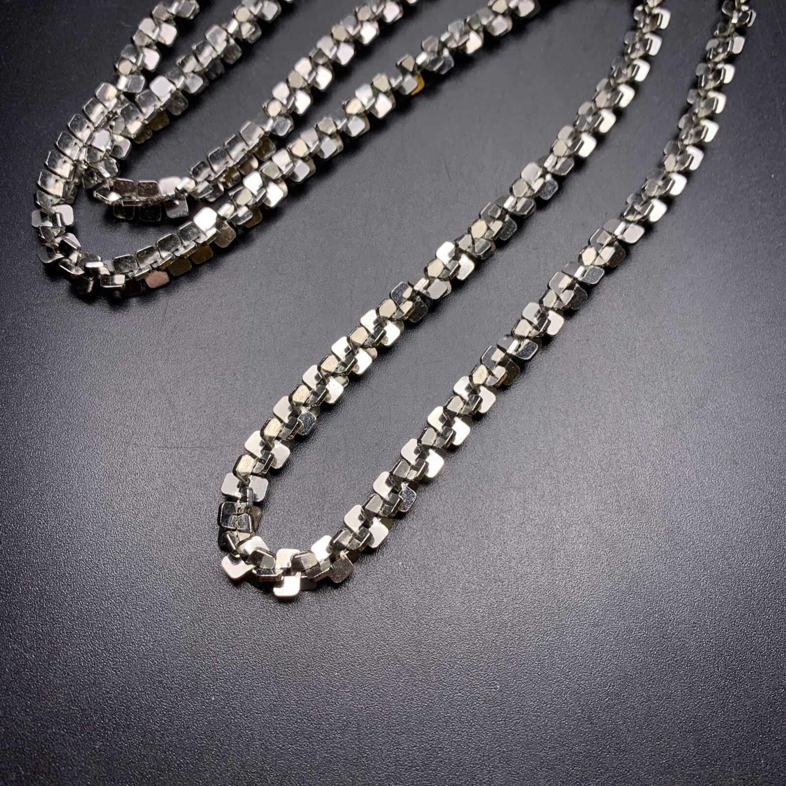 Long Margarita Chain Necklace Silver Tone 30 Inch Classic Simple