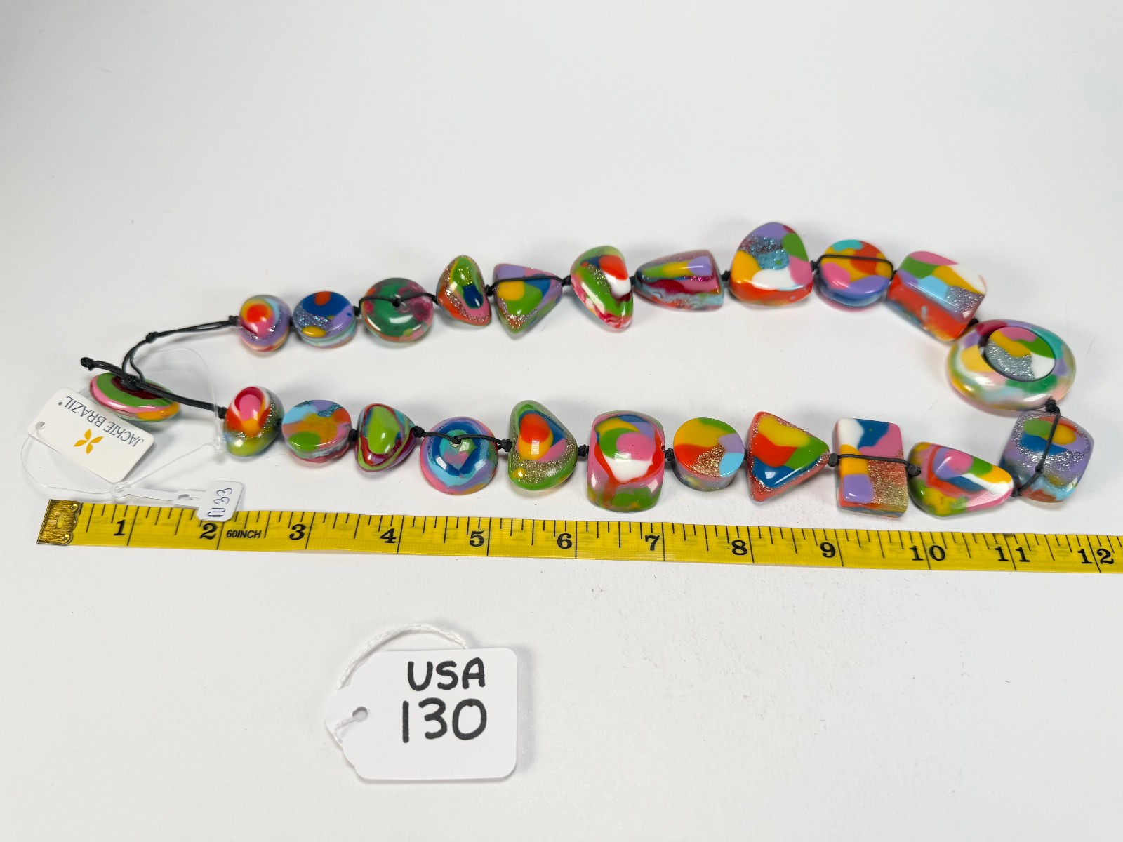 Jackie Brazil “Indiana” Kandinsky Multi-Bead Medium Resin 70cm Necklace (N0033)