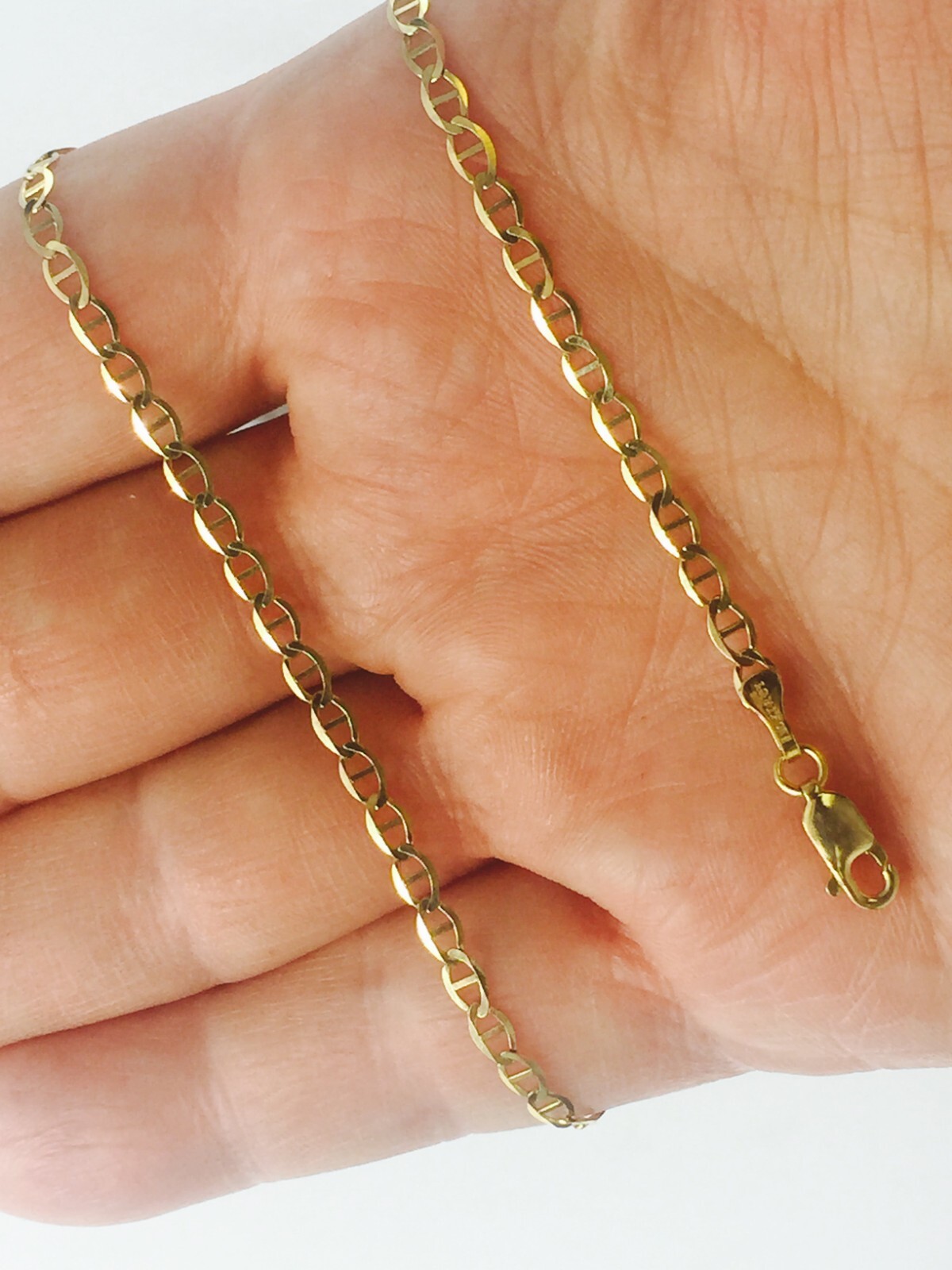 10k Yellow Gold 9″ Solid Anchor Mariner Link Anklet Chain Bracelet 3.2 mm 2Gram