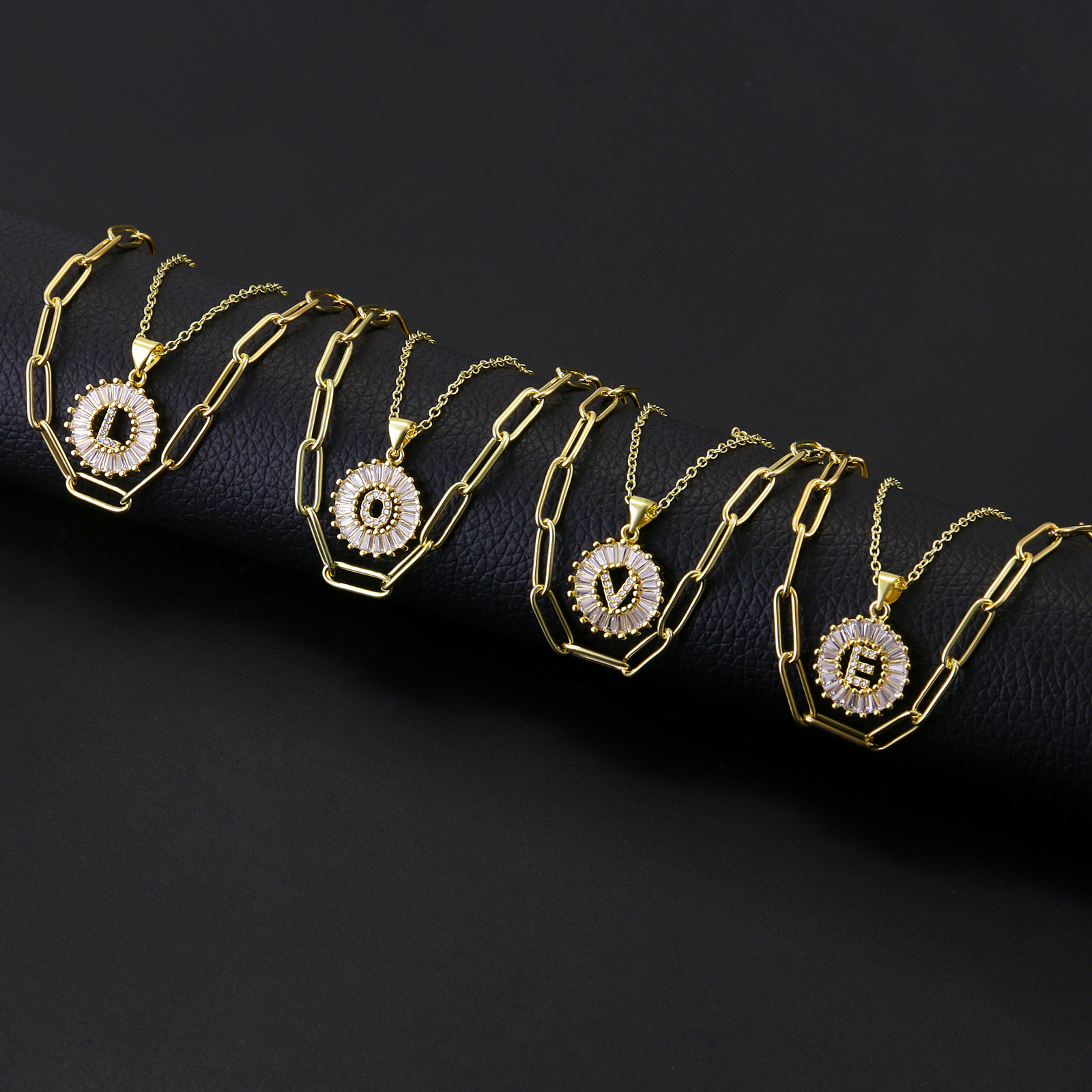 14K Gold Plated Initial Letter Dainty Layering Paperclip Chain Necklace Choker