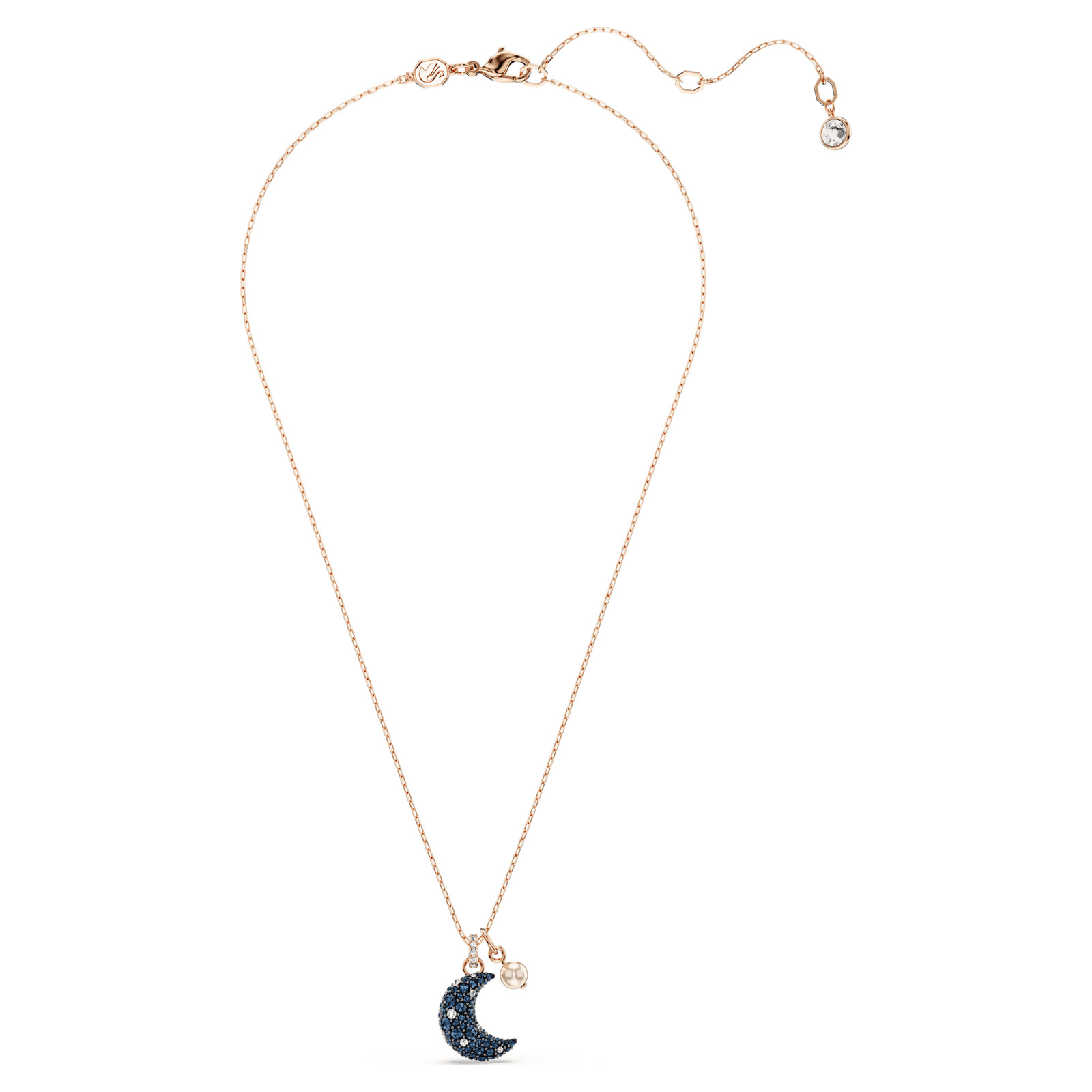 Swarovski Sublima Pendant Necklace Crystal Pearl Moon Rose Gold-Tone Plated