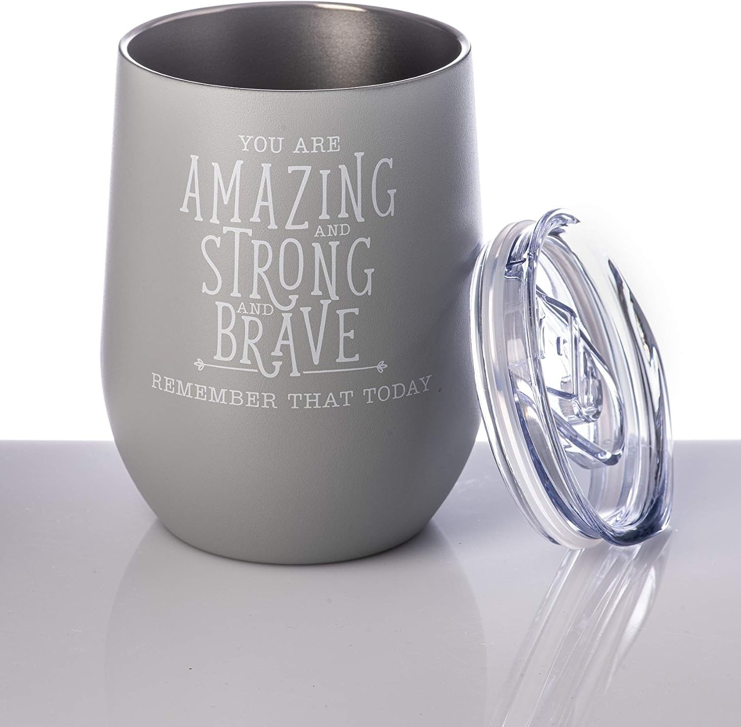 Elegant 12 oz Glacier Gray Wine Tumbler Cup with Lid – Unbreakable & BPA Free