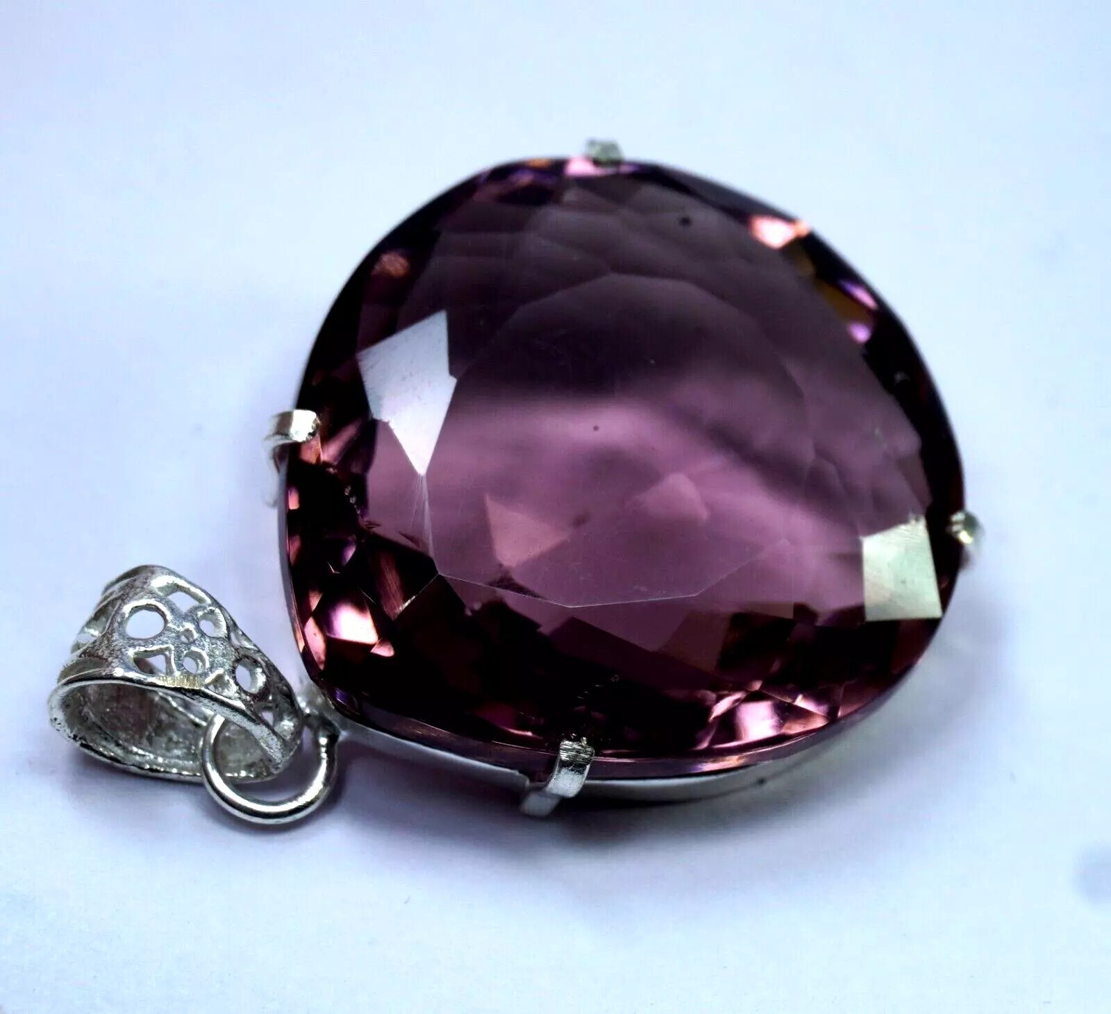 Alexandrite 75.00 Ct Natural Color Changing Pear Cut 925 Silver Pendant Gemstone