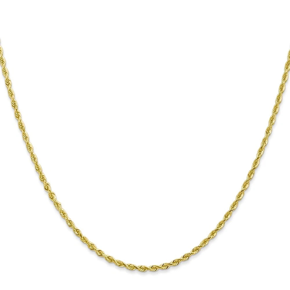 Real 10k Gold Rope Chain 2mm Diamond Cut 16 18” 20 22 24 26 28 Inch Men Women