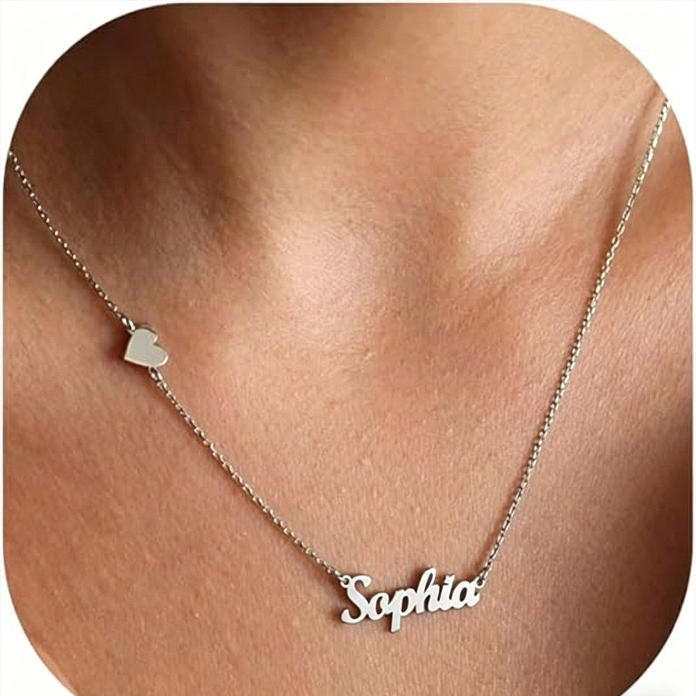 Custom Name Necklace for Women 18K Gold Plated Personalized Name Necklace