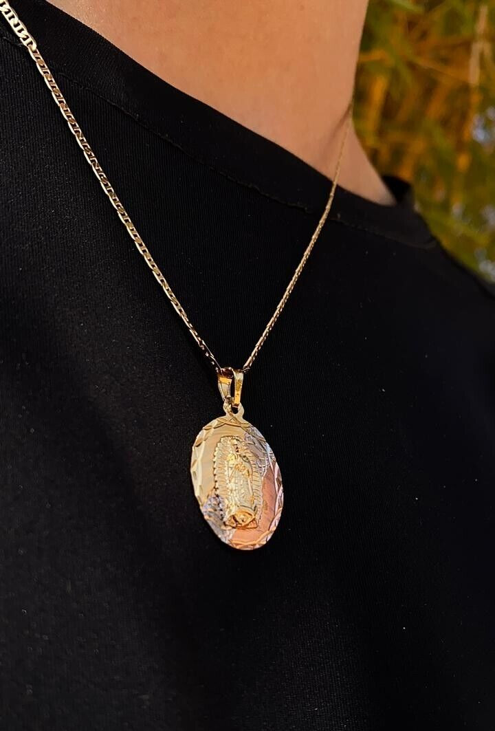 Virgem De Guadalupe Mariner Chain 24″ Necklace 14K Gol Filled Gifts Mens