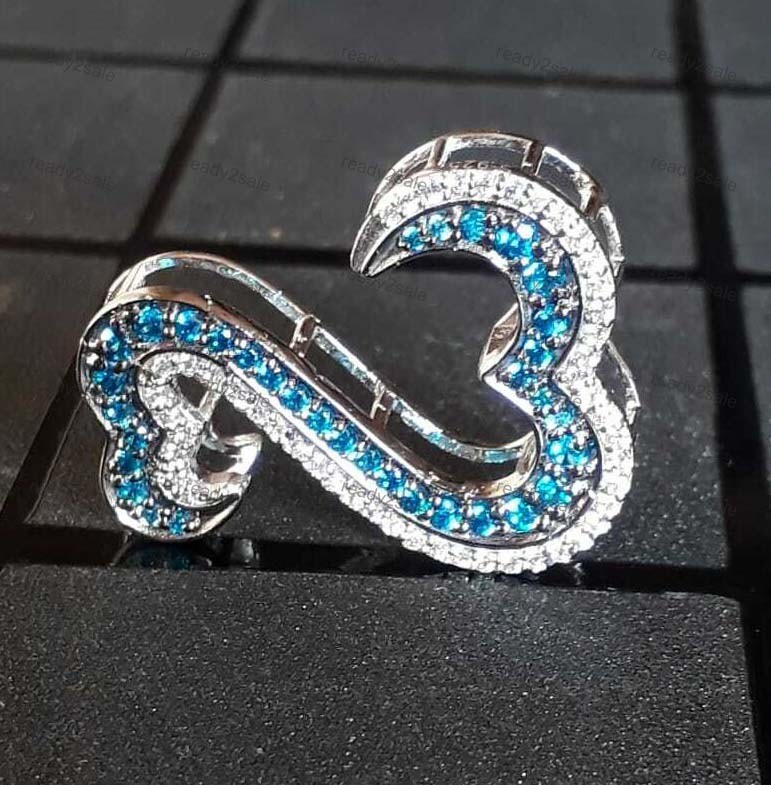 SIMULATED DIAMOND OPEN HEART COLLECTION WHITE GOLD PLATED SILVER 2.1CT PENDANT