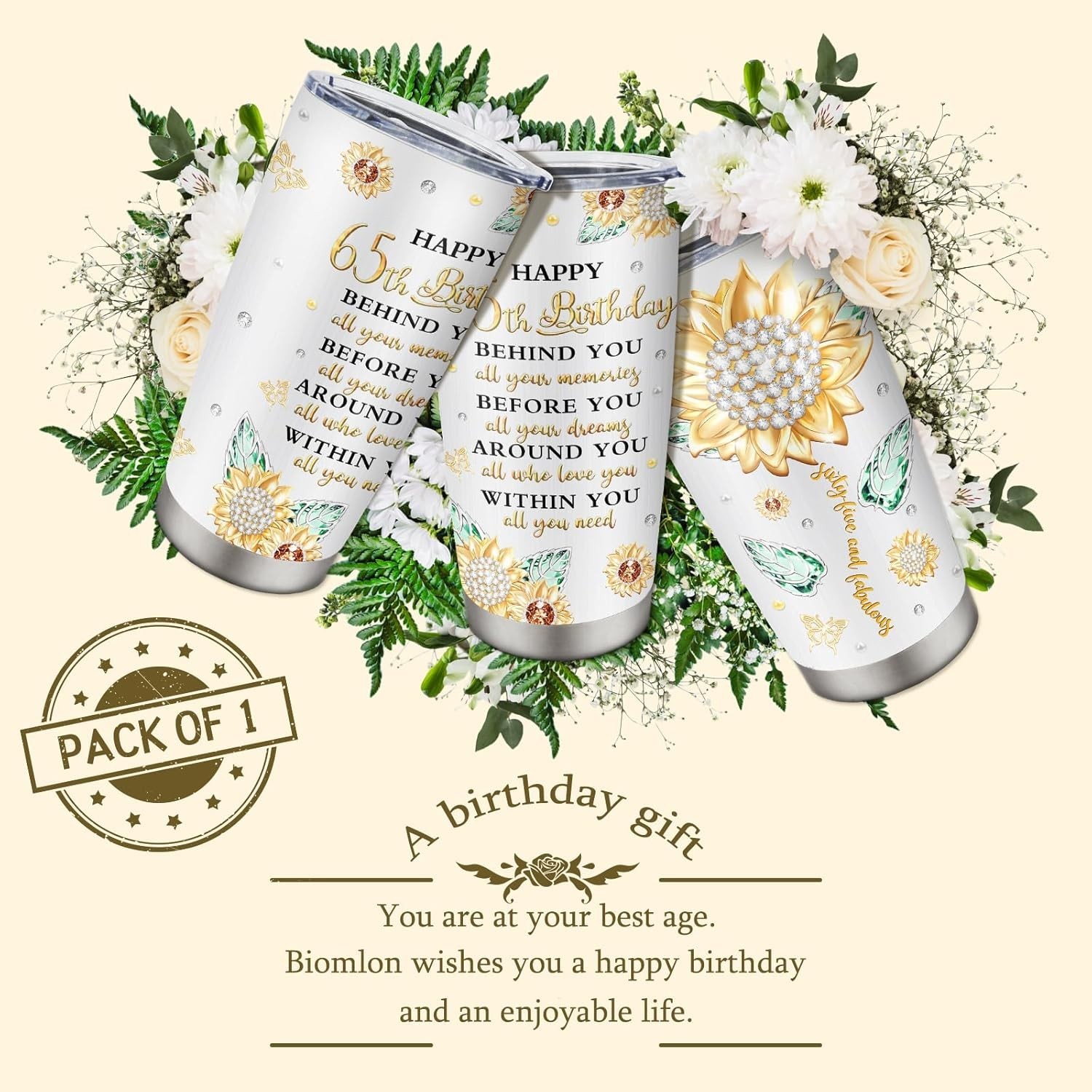 Elegant Insulated Stainless Steel Tumbler 20oz – Perfect 65th Birthday Gift