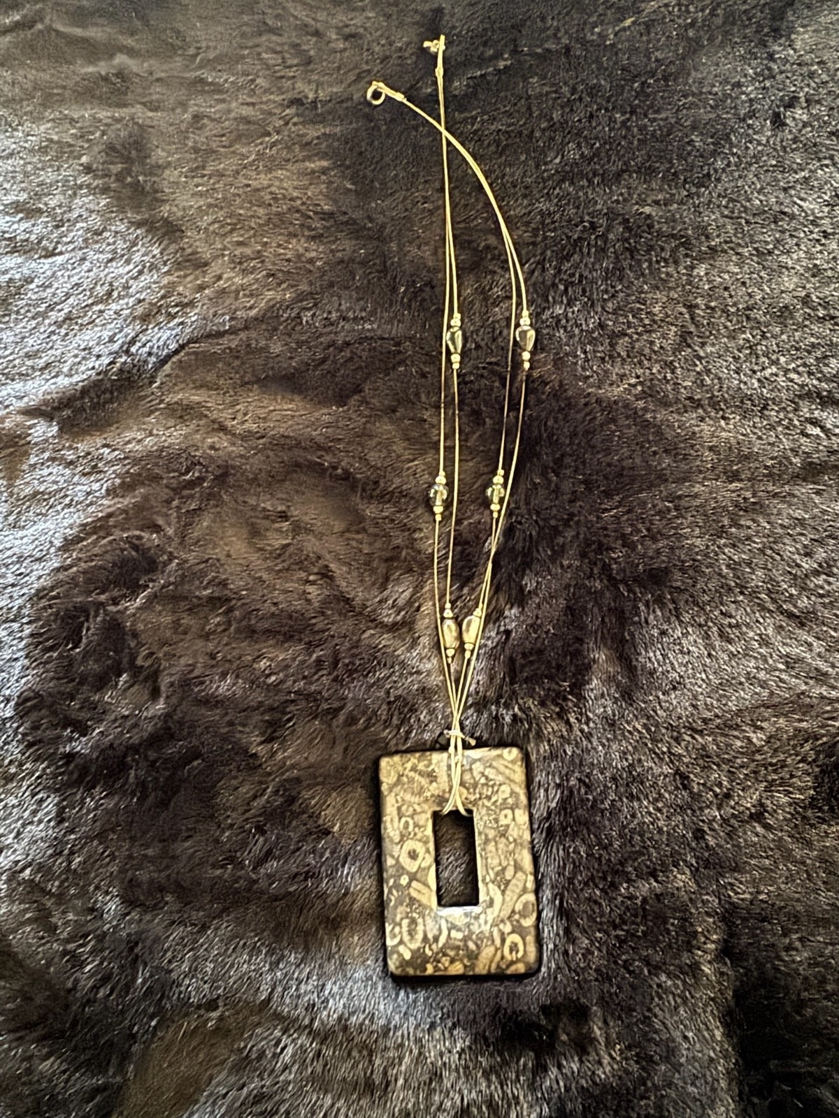 Unique Grey and Black Square Stone Pendant Sterling Silver Necklace Unique