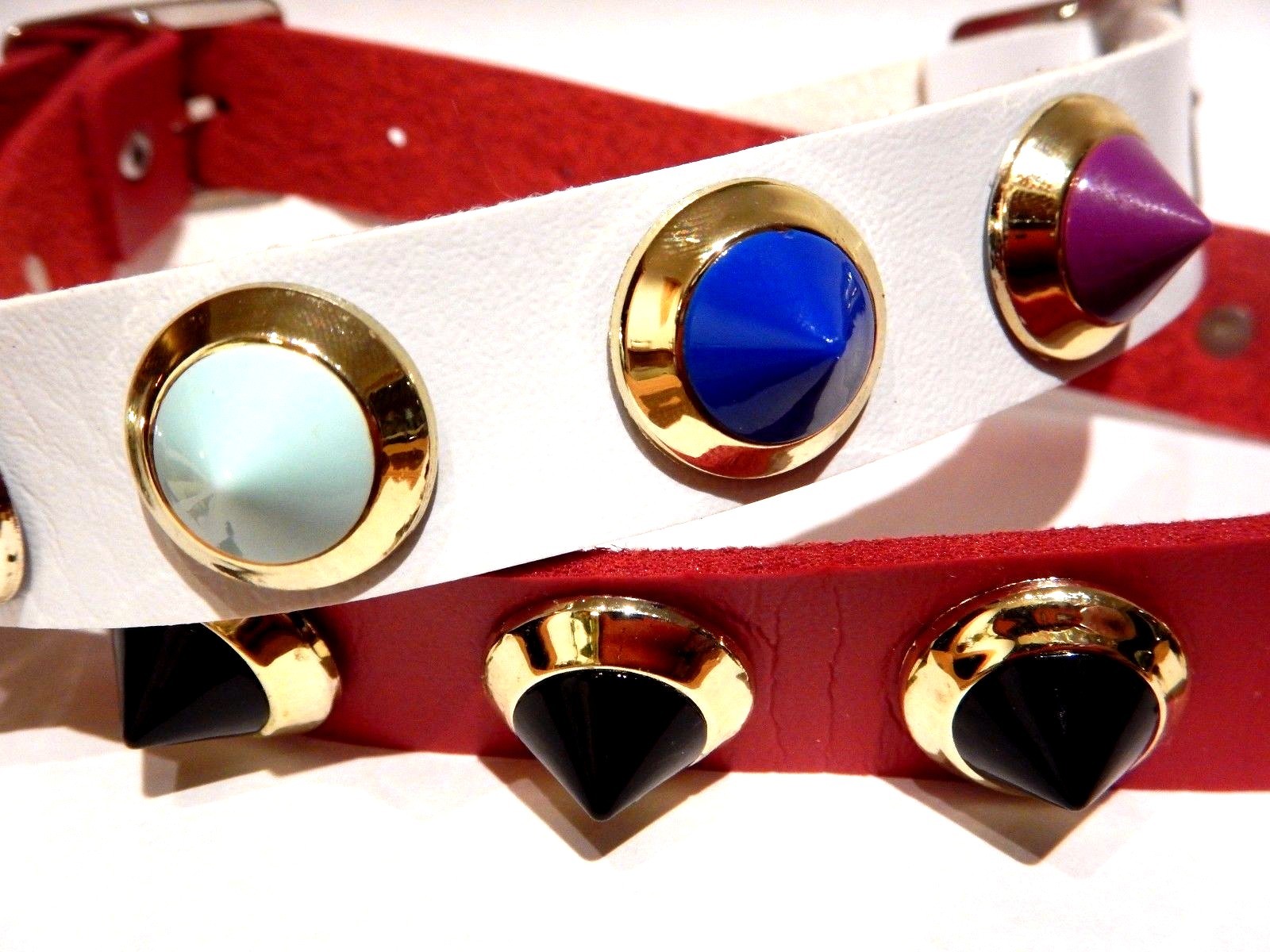 COLORED SPIKE CHOKER red/ black white/ rainbow punk unicorn collar necklace 6I
