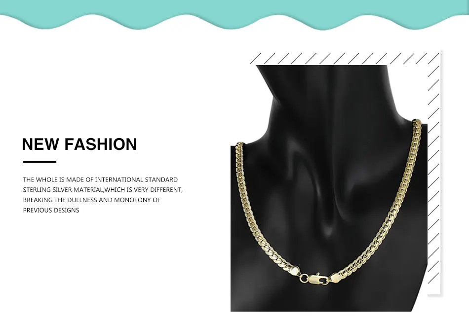 Gold Silver Tone 8-24in Side Chain Necklace Women Mens Fashion Statement Jewelry