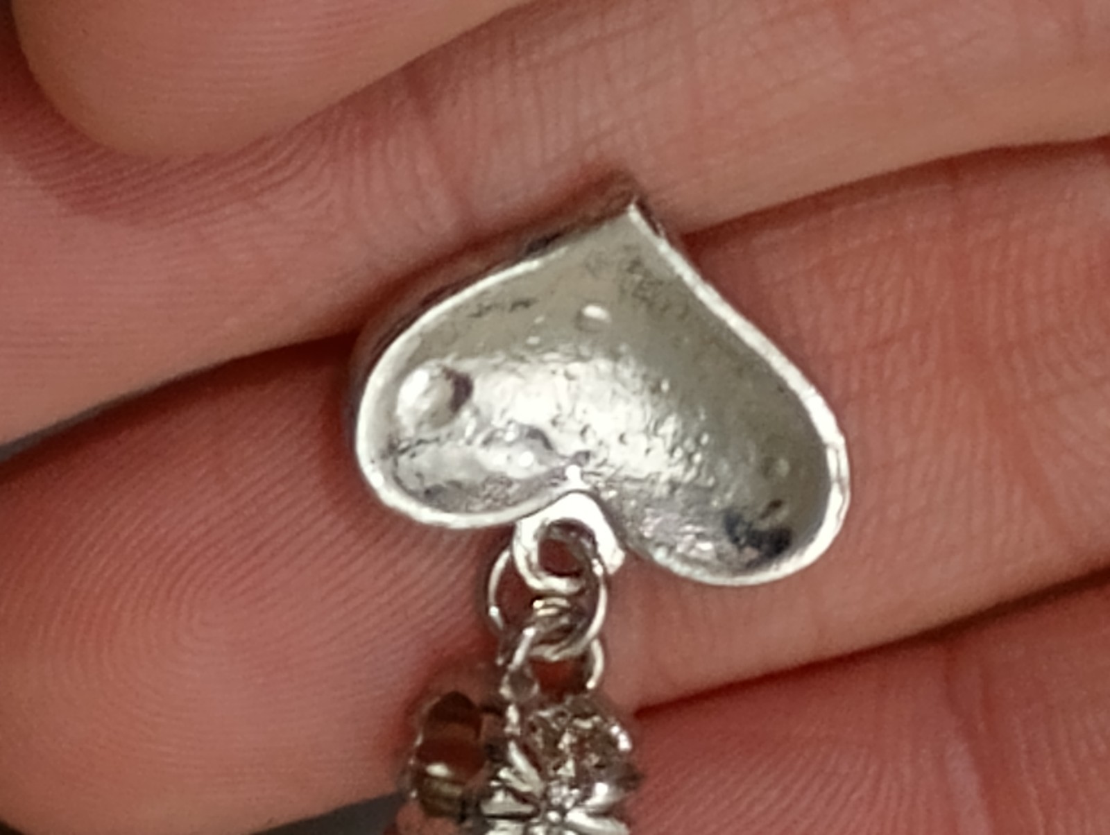 Flawless Silver Tone Crystal Encrusted Charm Heart Slide Charm Pendant ~1in CP01