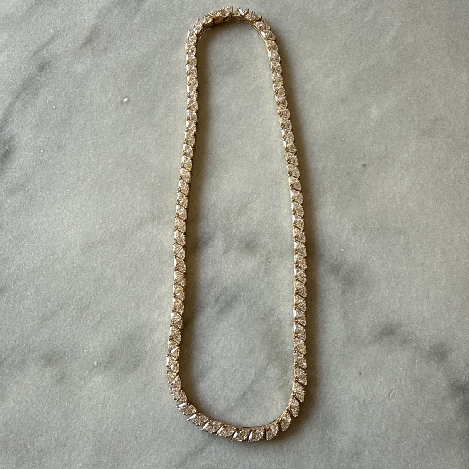 Ross Simons Sterling Silver Vermiel Trillion Cut CZ “Tennis” Necklace
