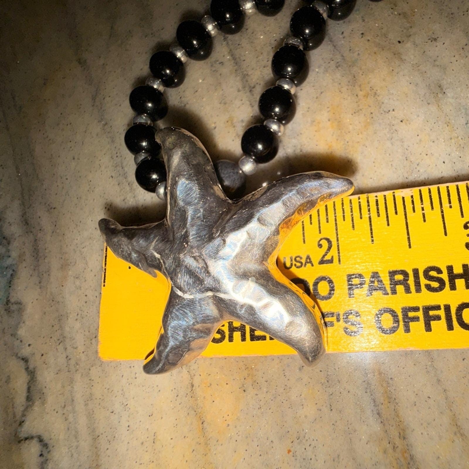 925 Sterling Silver Starfish Pendant Beaded Necklace Coastal Beachcore Resort