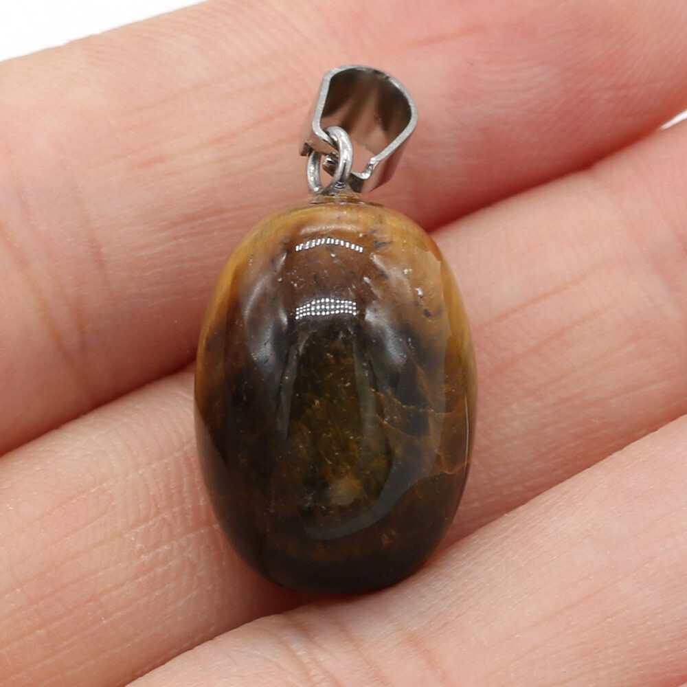 20 Pcs Natural Egg Shape Chakra Crystal Agate Stone Pendants for Jewelry Making