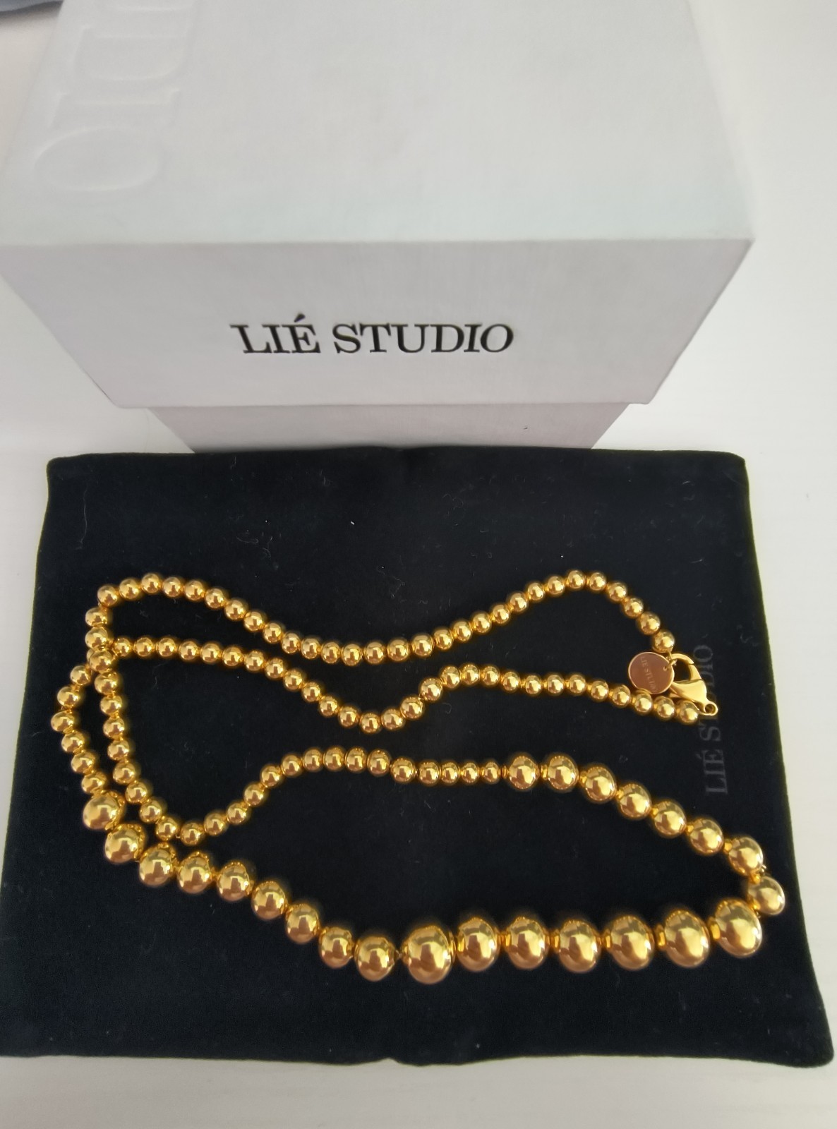 NWB Lie Studio Olivia Necklace 18 Carat Golden Plated Brass 25 Inch Necklace