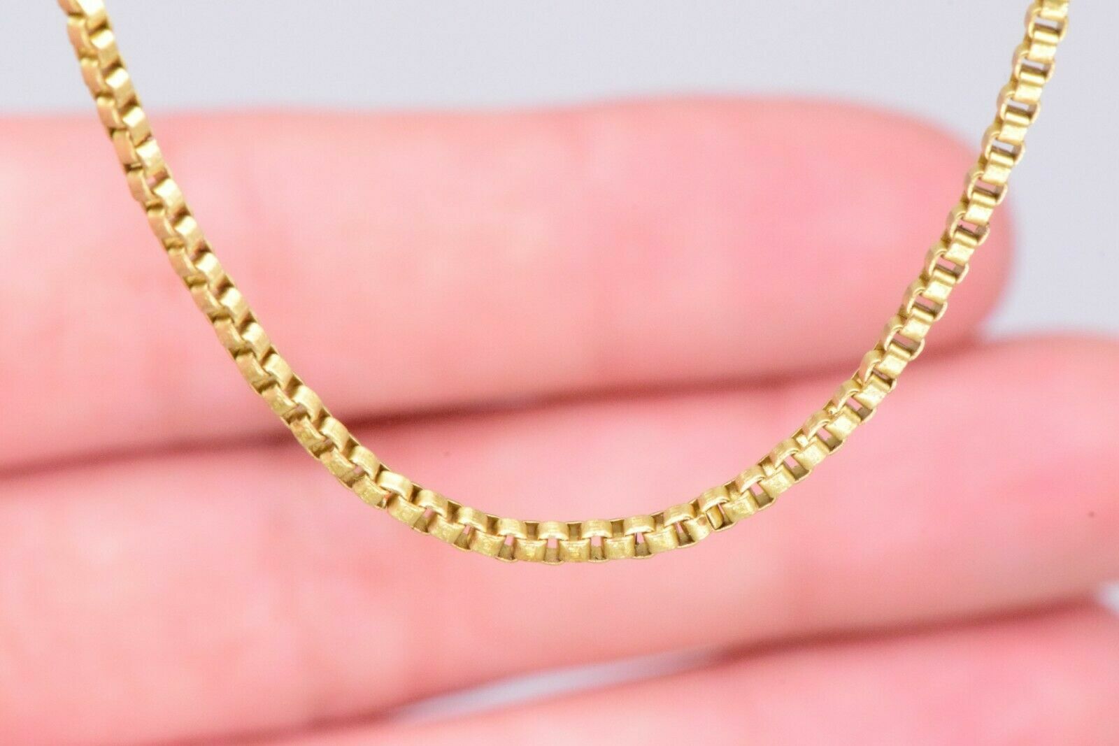 Raw Brass Box Chain 2 mm Venetian Chain Necklace 18″