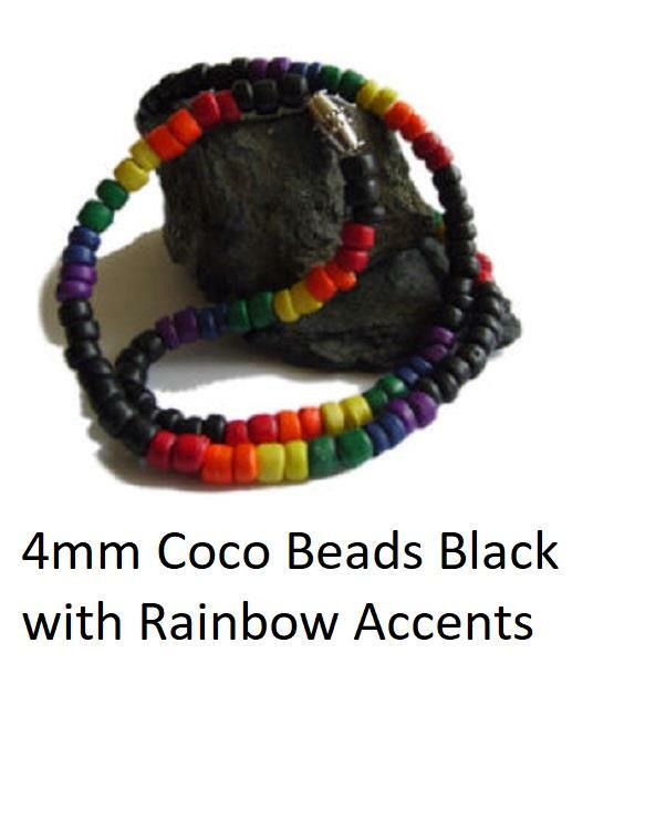 18 Inch Gay Pride Surfer Necklace Choker Rainbow Coco Beads Puka Shells LGBTQ
