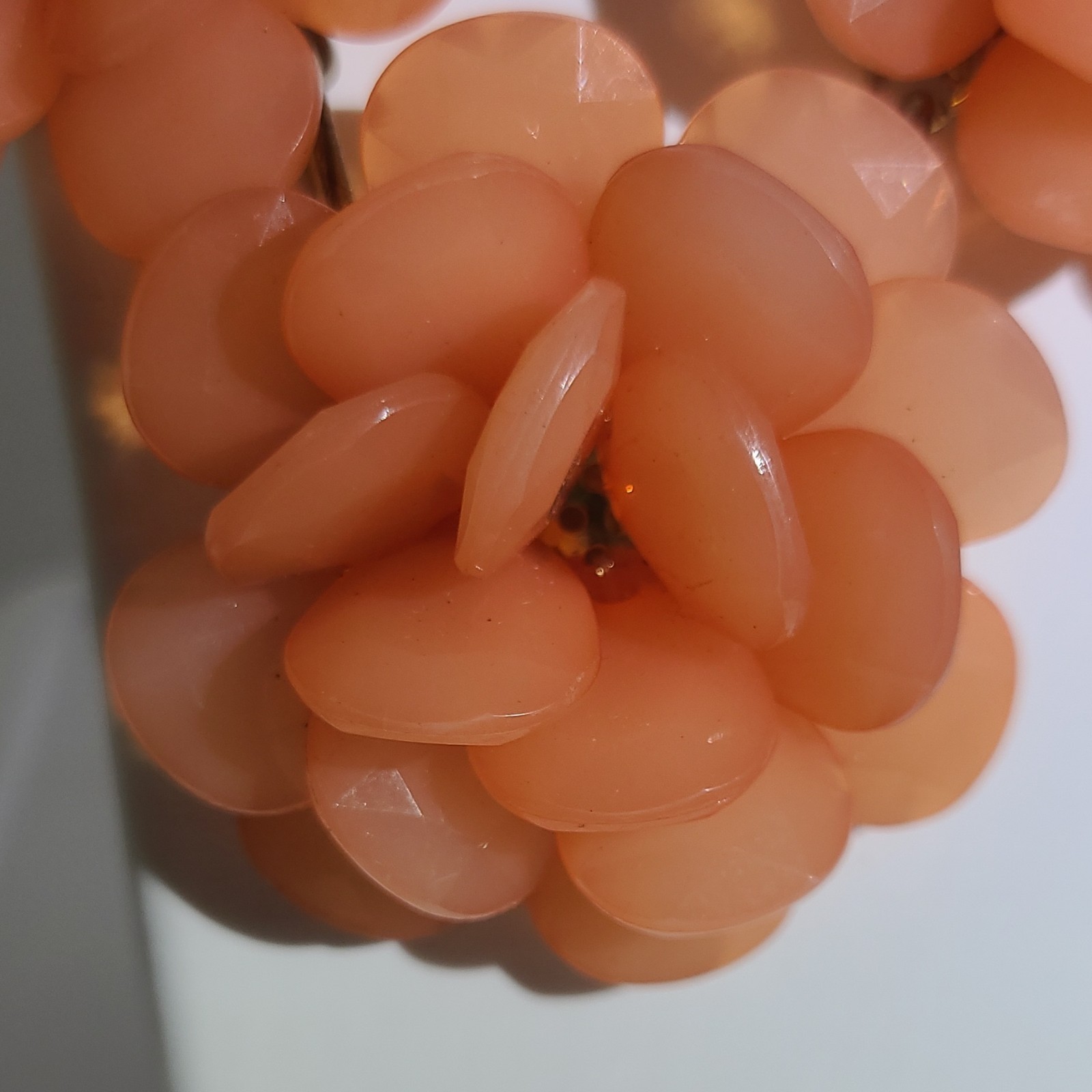 Coral Flower Resin Cluster Pendant Necklace Gold Tone Cable Chain Adjustable