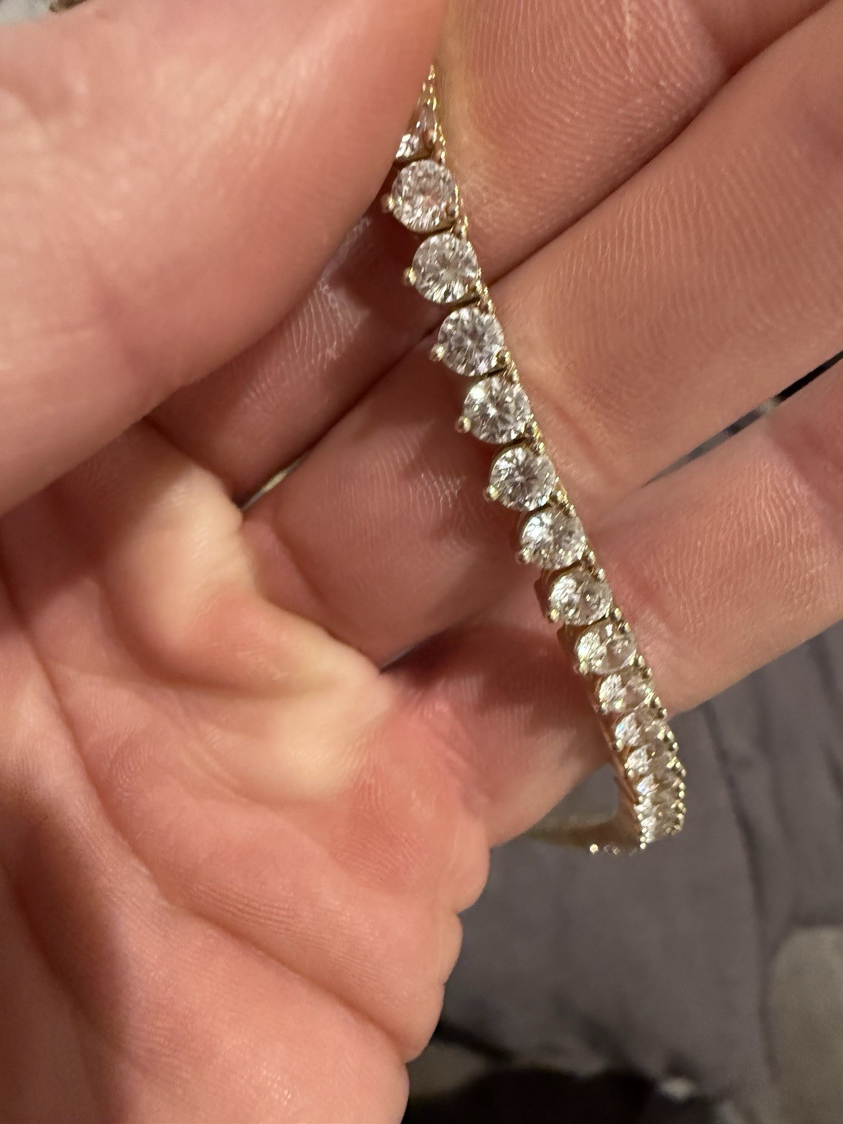 Yellow Gold Tennis Chain Prong Necklace 20 Inches