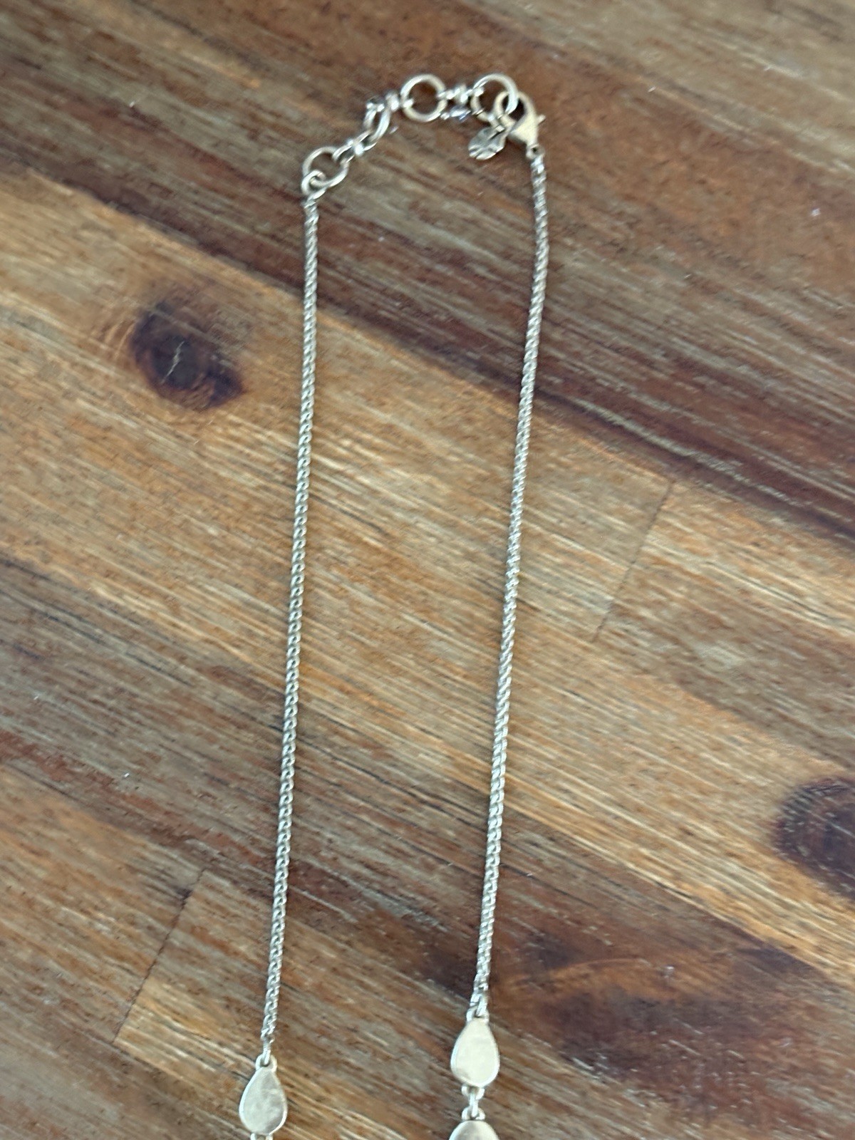 Lucky Brand Necklace Gold Tone Pale Blue Cabochon Statement Bib Pendant 15 in