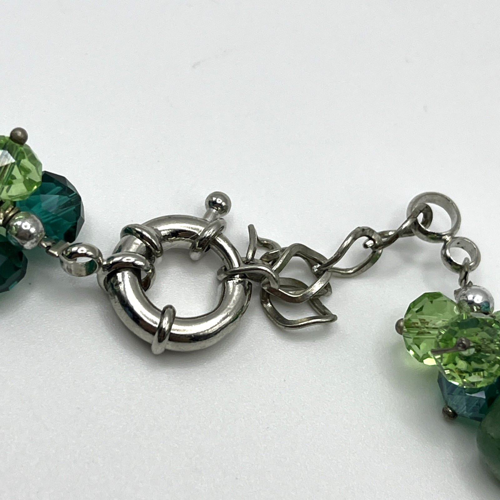 Green Glass & Semi Precious Stone Statement Necklace 46cm Handmade Boho Gift