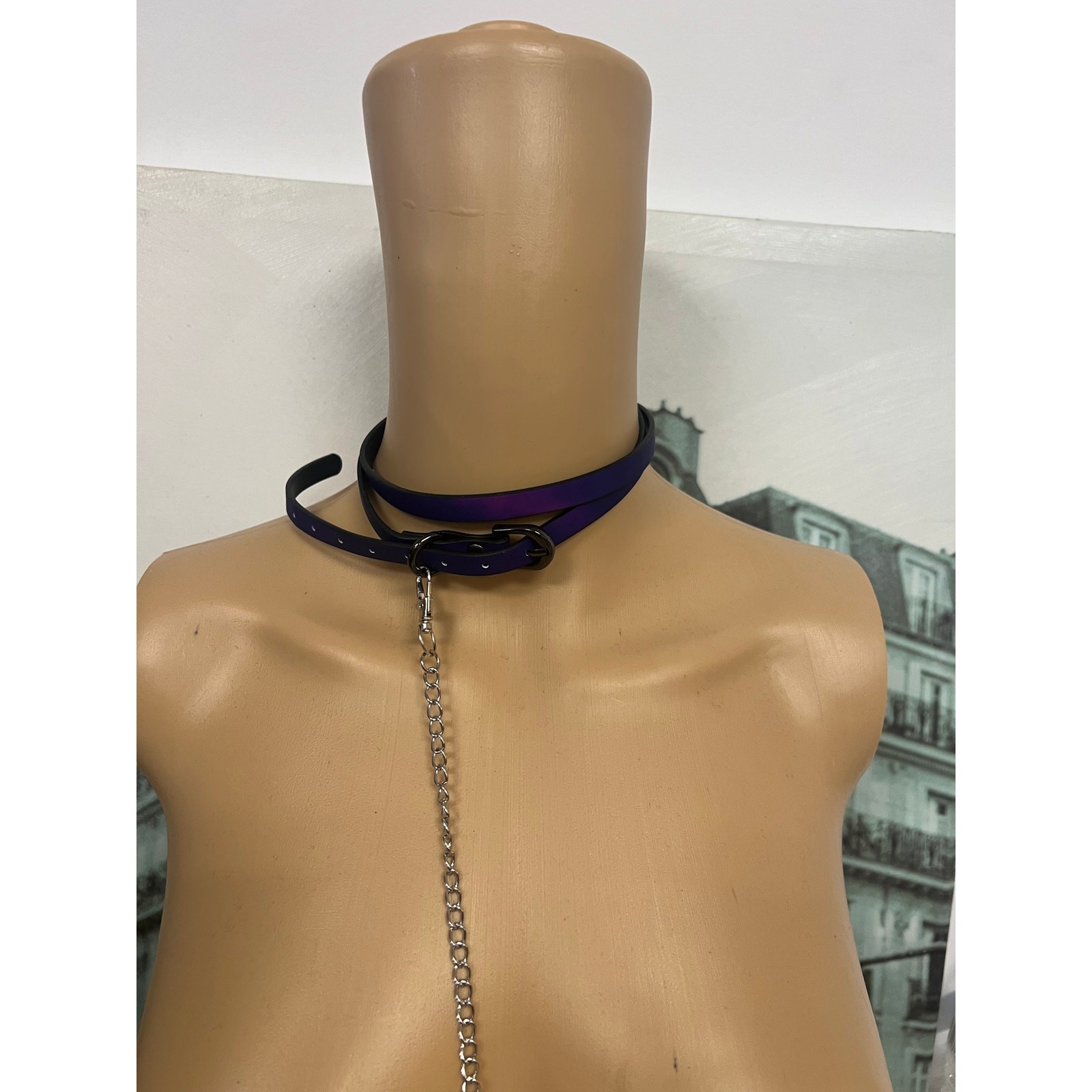 Gothic Thermochromic Faux Leather Choker with Detachable Leash