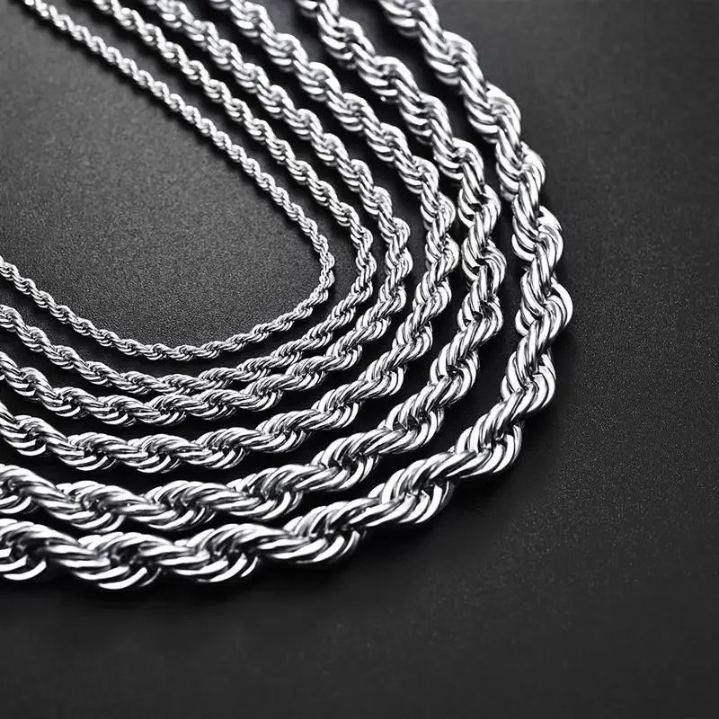 925 Sterling Silver 5/6/8MM 16-30 Inches Rope Chain Necklace For Men Women